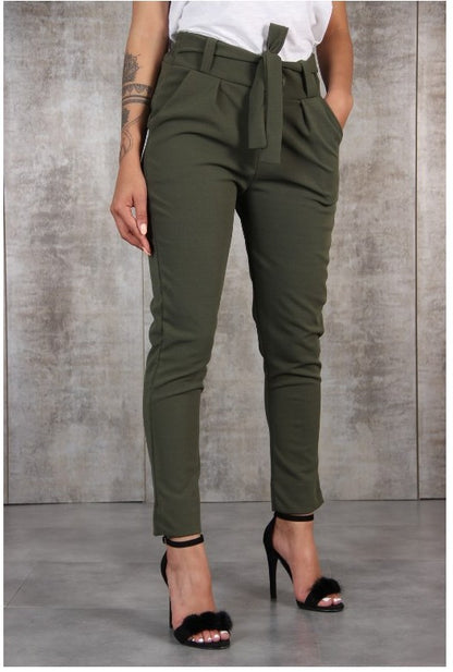 Fashionable Straight Leg  Waist-Cinched Pants for Women
