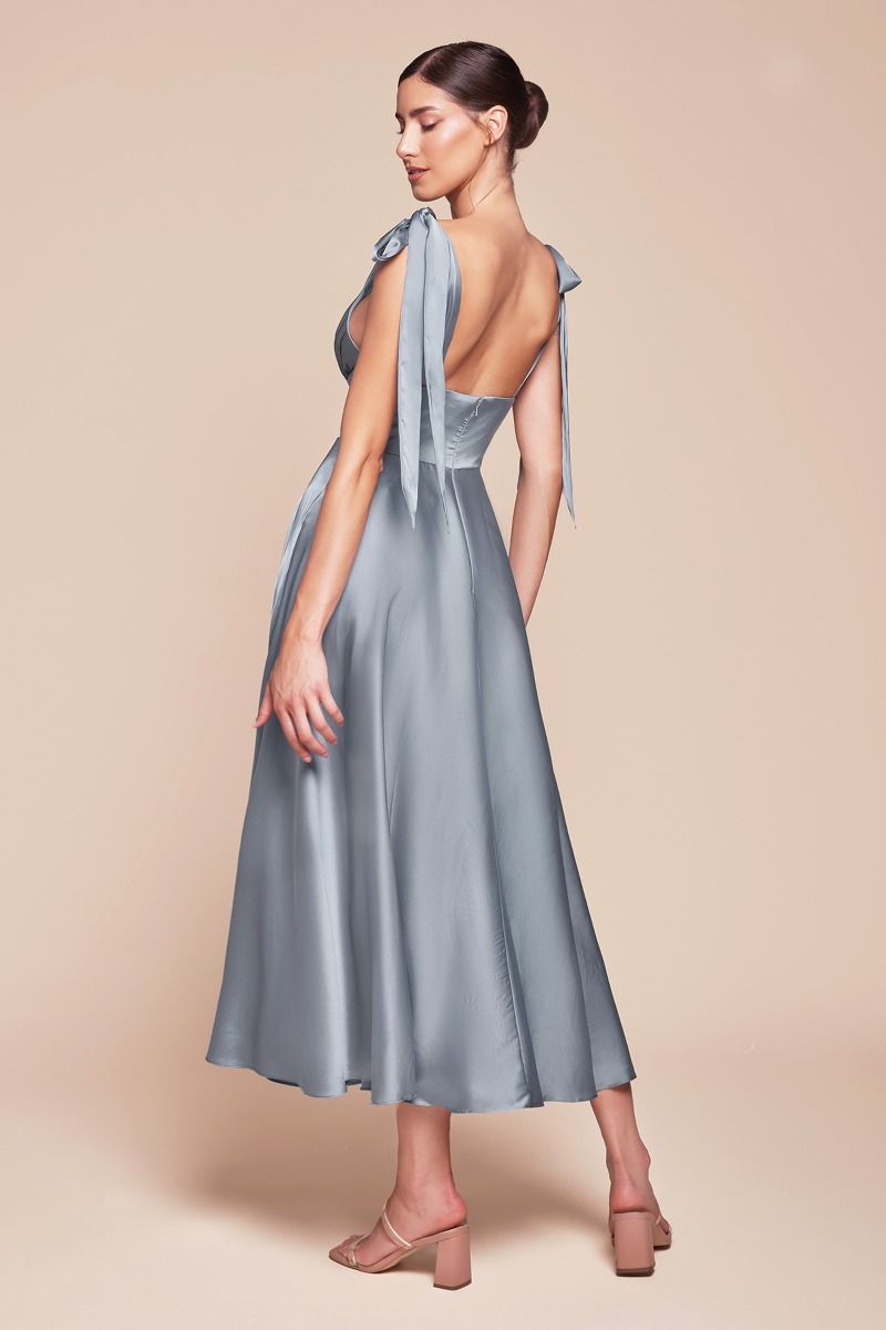 TEA LENGTH SATIN A-LINE DRESS CD7499