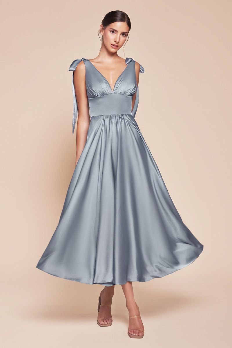 TEA LENGTH SATIN A-LINE DRESS CD7499