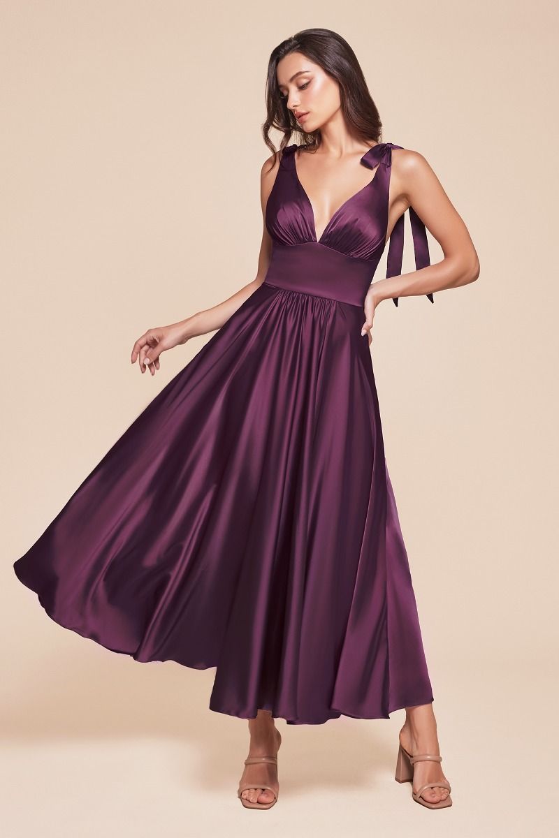 TEA LENGTH SATIN A-LINE DRESS CD7499