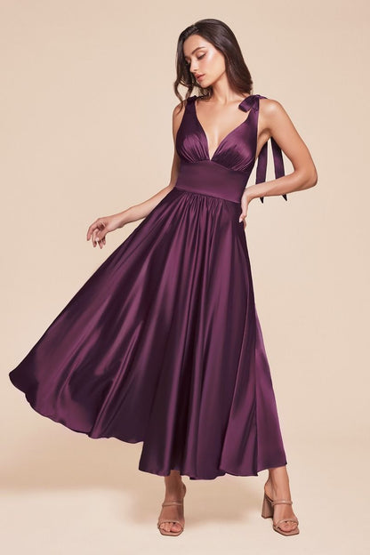 TEA LENGTH SATIN A-LINE DRESS CD7499