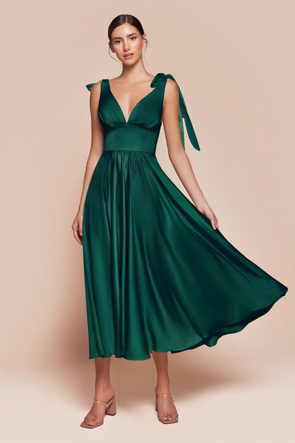 TEA LENGTH SATIN A-LINE DRESS CD7499