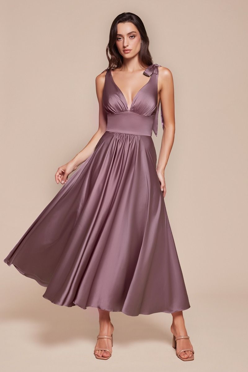 TEA LENGTH SATIN A-LINE DRESS CD7499