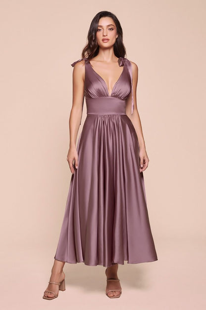 TEA LENGTH SATIN A-LINE DRESS CD7499
