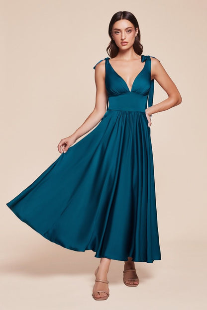 TEA LENGTH SATIN A-LINE DRESS CD7499