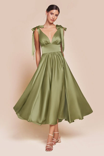 TEA LENGTH SATIN A-LINE DRESS CD7499