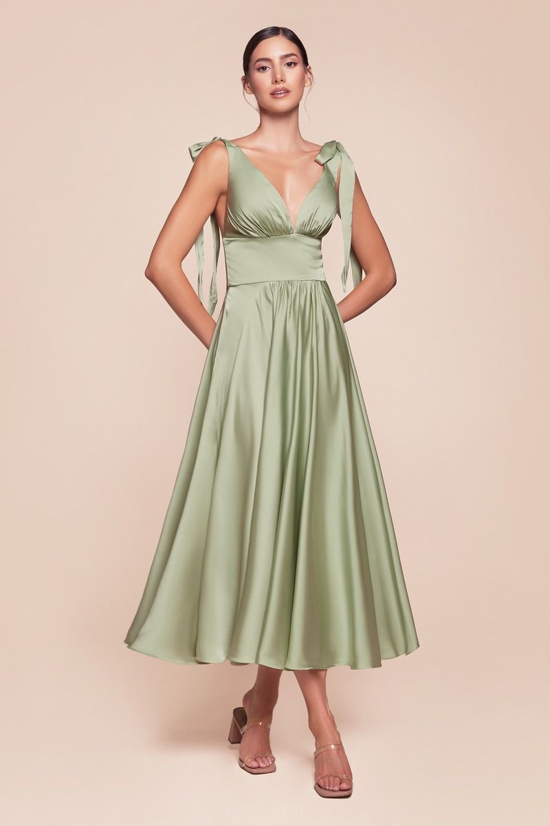 TEA LENGTH SATIN A-LINE DRESS CD7499