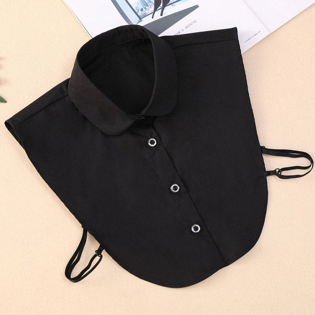 Solid Cotton Detachable Collar Blouse Top