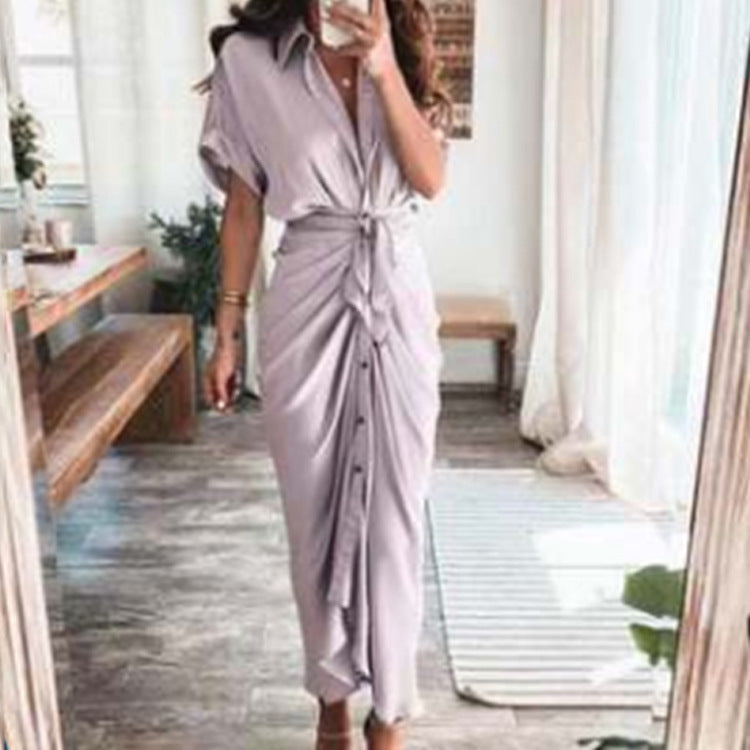 Short Sleeve ruffle  Maxi Dress for Women