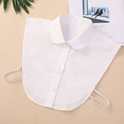 Solid Cotton Detachable Collar Blouse Top