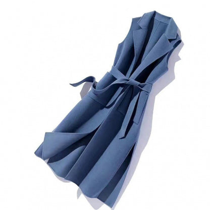Sleeveless Wool Blend Long Vest for Women