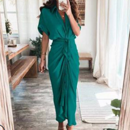 Short Sleeve ruffle  Maxi Dress for Women