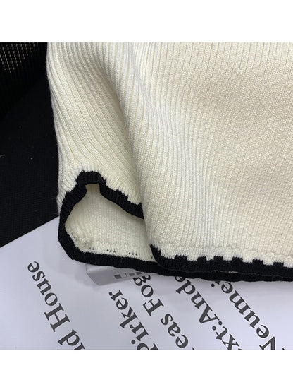 U-neck Ribbed Contrast Knitted Summer top