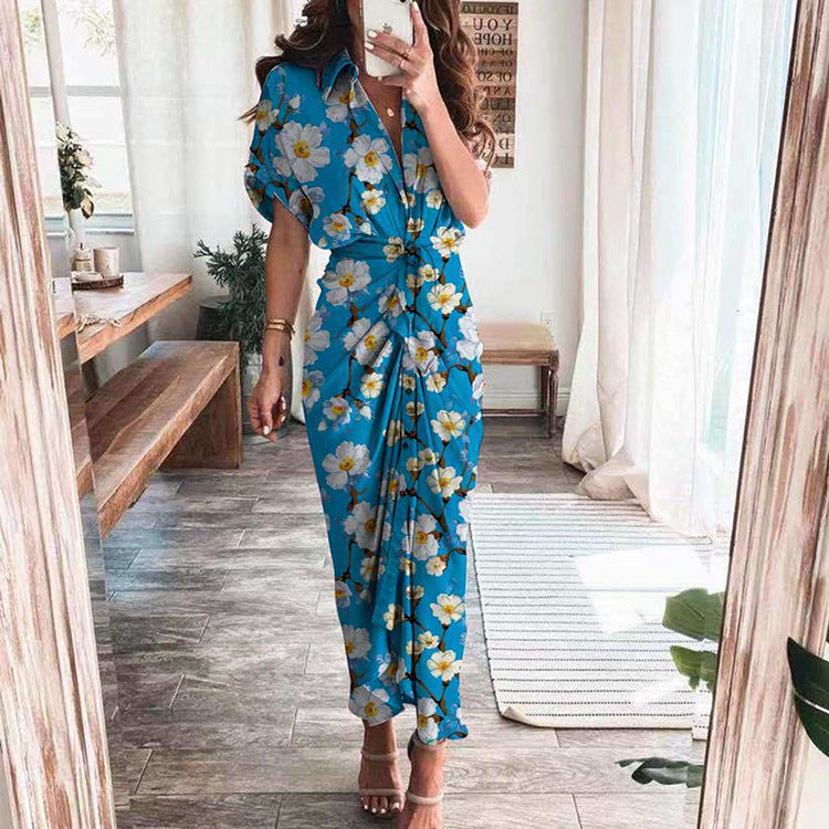 Short Sleeve ruffle  Maxi Dress for Women