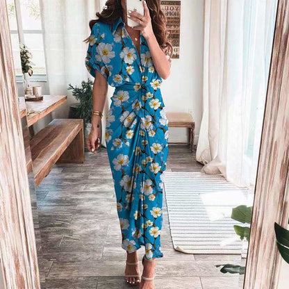 Short Sleeve ruffle  Maxi Dress for Women