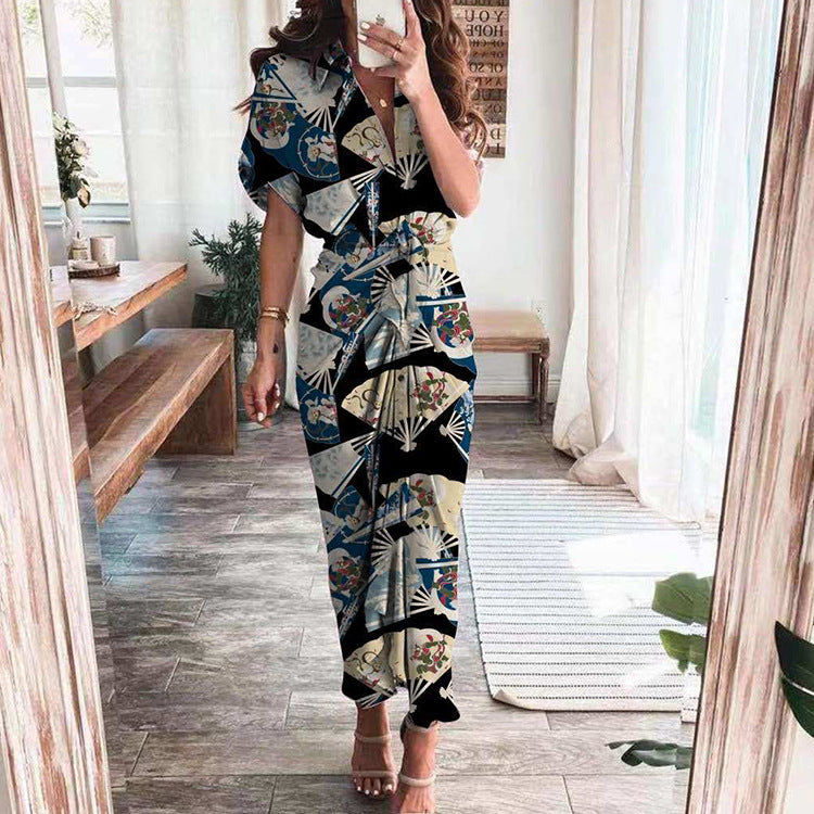 Short Sleeve ruffle  Maxi Dress for Women
