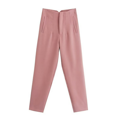Basic Pleated Straight Leg Pants for Women
