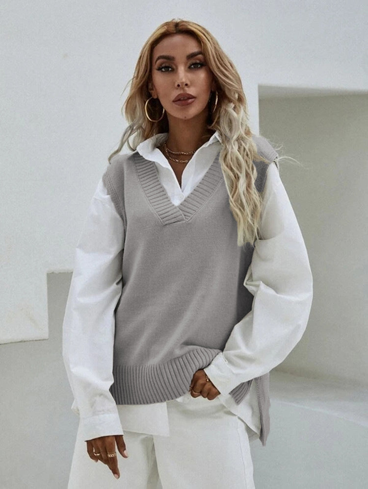 Women's Slim Fit V-Neck sleeveless  Sweater