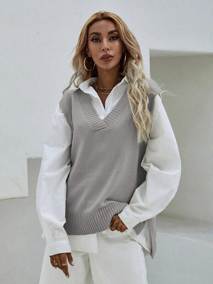 Women's Slim Fit V-Neck sleeveless  Sweater