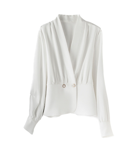 Casual Solid Color Long Sleeve V-Neck Women's Shirt