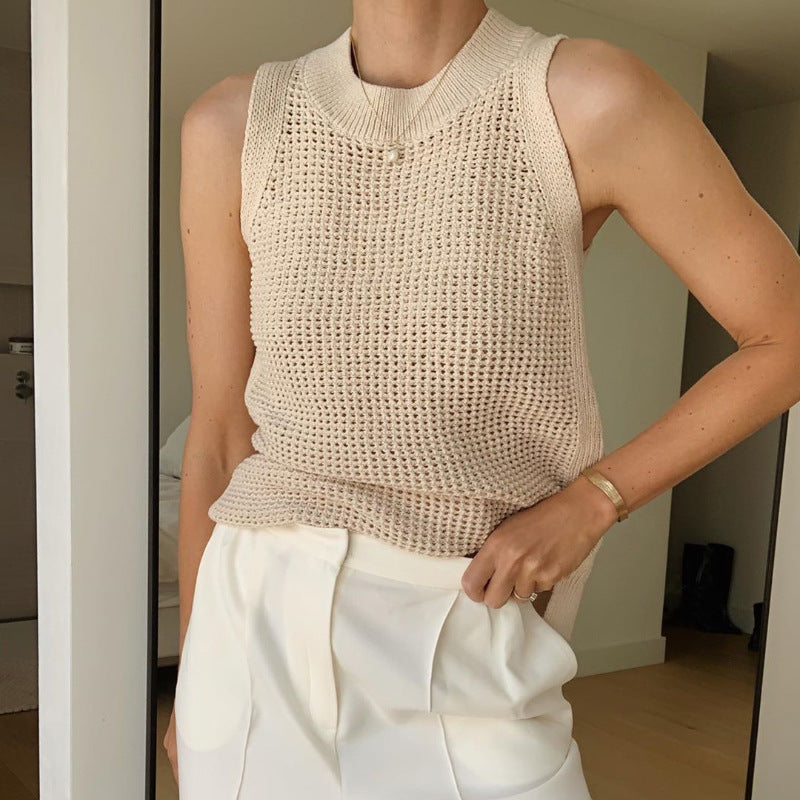Summer Sleeveless Ice Silk Lace Tank Top for Women
