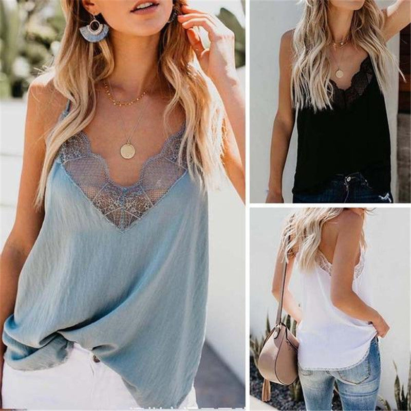 Fashionable Sleeveless Camouflage Lace Panel Vest