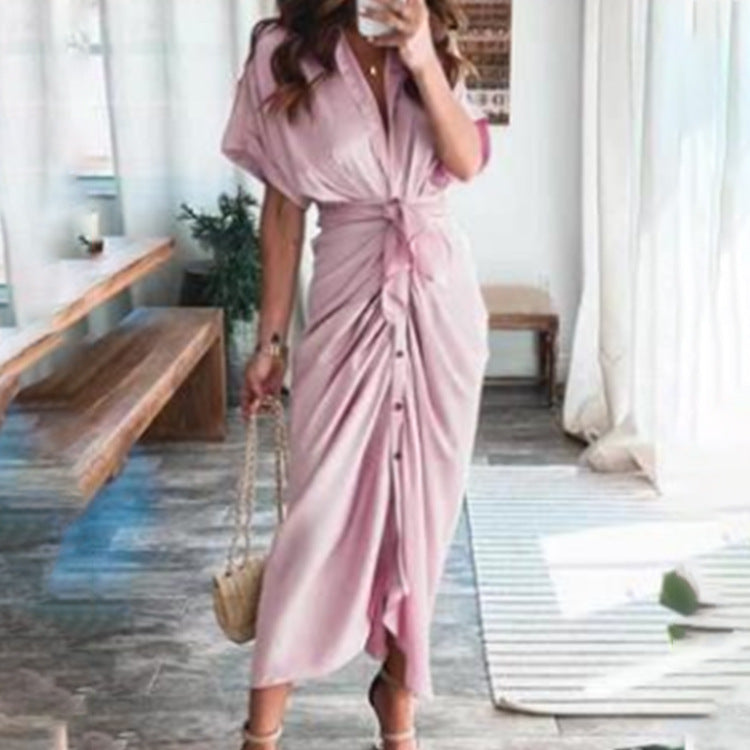 Short Sleeve ruffle  Maxi Dress for Women