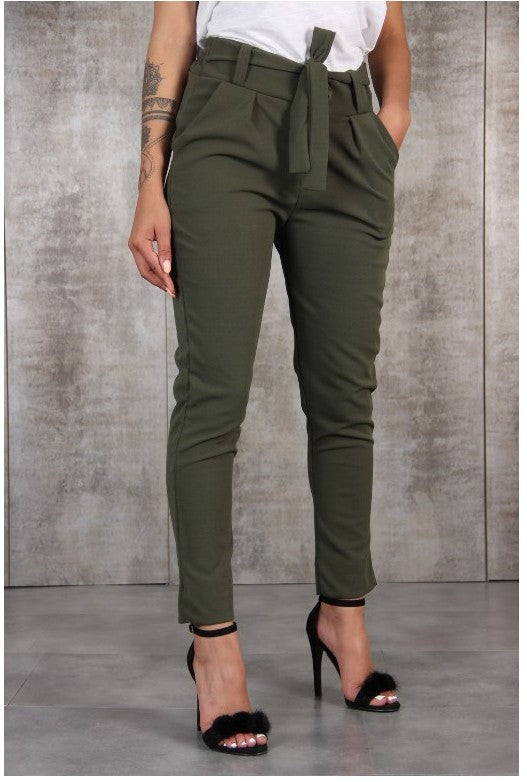 Fashionable Straight Leg  Waist-Cinched Pants for Women