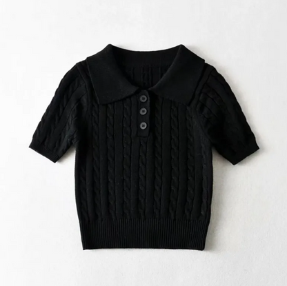 Retro Button Short Sleeve Top