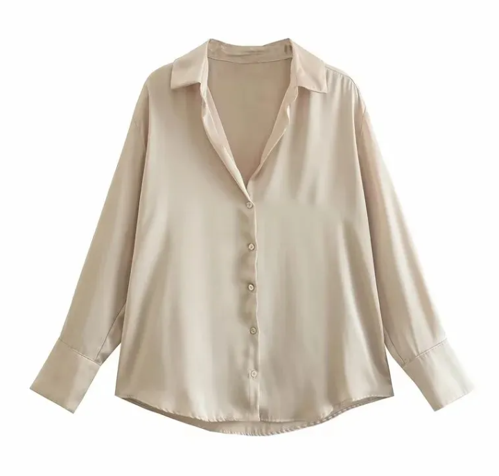 Silk Satin Long-sleeved Shirt