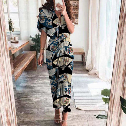 Short Sleeve ruffle  Maxi Dress for Women