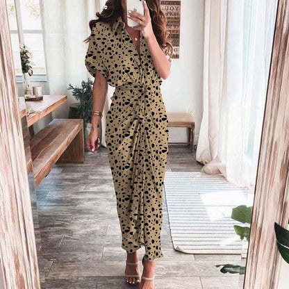 Short Sleeve ruffle  Maxi Dress for Women