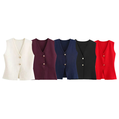 Fashionable Cardigan 2 buttons Vest Women's Sweater