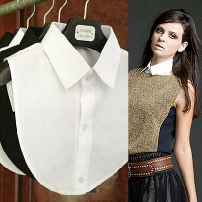 Solid Cotton Detachable Collar Blouse Top
