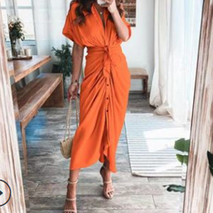 Short Sleeve ruffle  Maxi Dress for Women