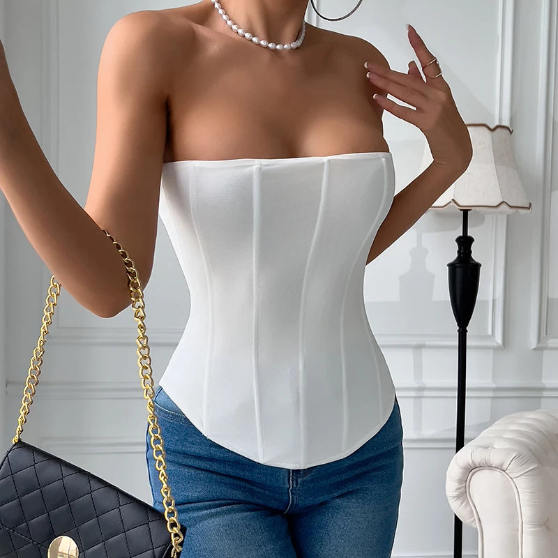 Women Fashion Corset Elastic Mesh Slim Fit Sexy Bustier