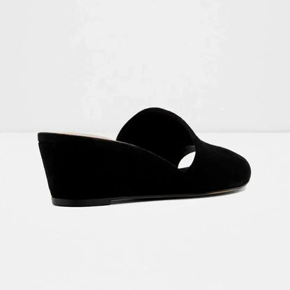 Elegant Summer Slippers 3cm Velvet Mules Wedge Sandals Slippers Open Toe High Heels Casual Dress Woman Shoes Plus Size