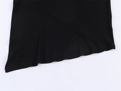 Short-Sleeve High-Neck Asymmetrical Pleated T shirt