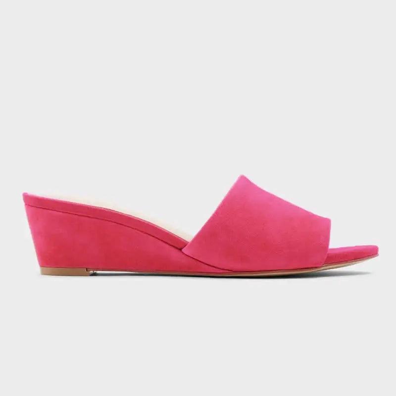 Elegant Summer Slippers 3cm Velvet Mules Wedge Sandals Slippers Open Toe High Heels Casual Dress Woman Shoes Plus Size