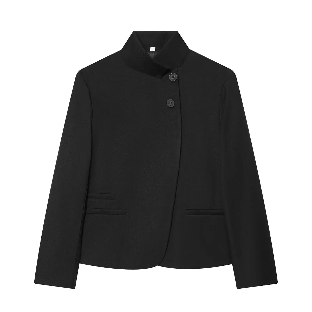 Asymmetric High-Neck Tailored Blazer
