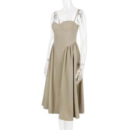 Sweetheart Spaghetti Strap  Fit and Flare Elegant Midi Dress