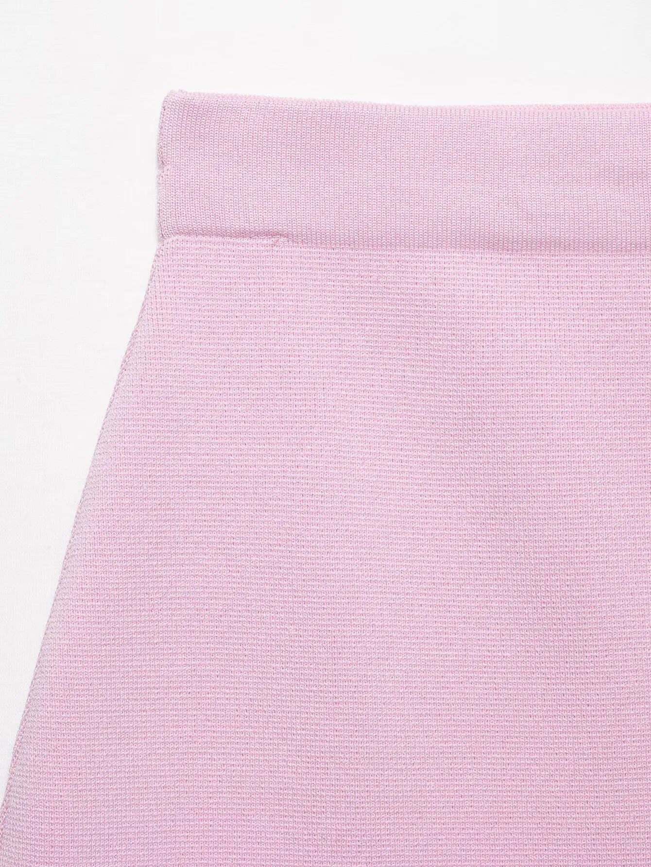 Knitted Skirt Suit Crew Neck Single-Breasted Short Sleeve Top+Fashion Elegant Elastic Waist Mini Skirt