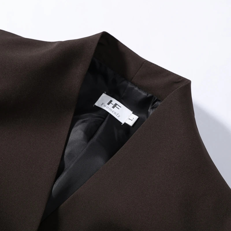 Casual Lace Up Solid Blazer Women Fashion Slim V-neck Single Breasted Full Sleeve Jacket Female 2026 Spring Lady Outwears New