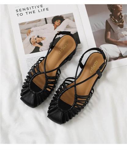 Flat Sandals Summer Narrow Band Roman Shoes Casual Beach Gladiator Sandal