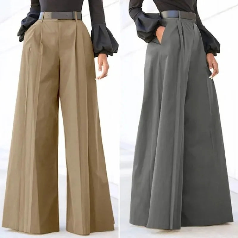 High-Waisted Pleated Wide-Leg Palazzo Pants