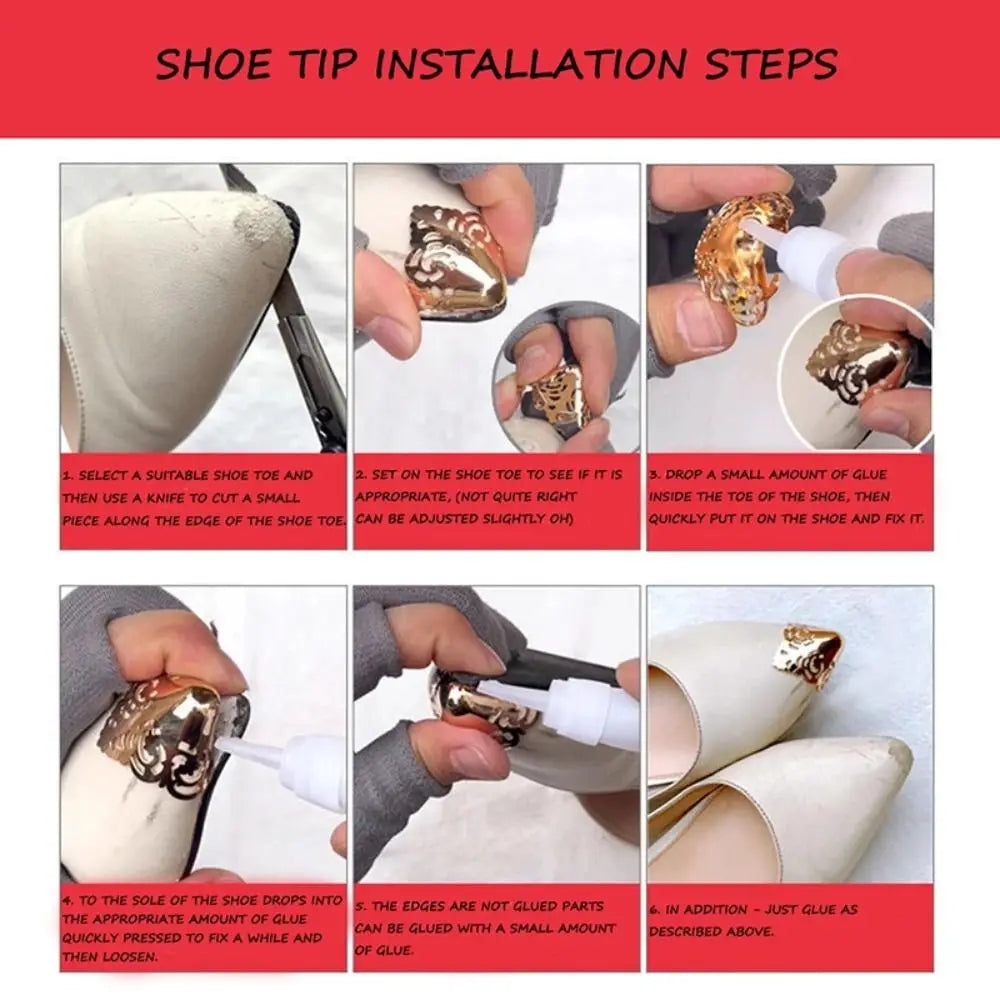 Tip Cap Decoration Anti Wear Anti-kick Shoe Pointed Protector Metal Shoe Toe Cover High Heels