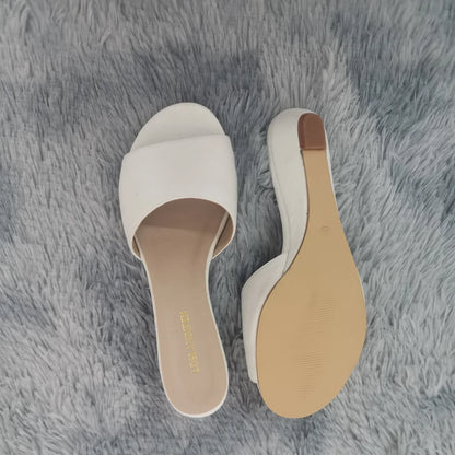 Elegant Summer Slippers 3cm Velvet Mules Wedge Sandals Slippers Open Toe High Heels Casual Dress Woman Shoes Plus Size