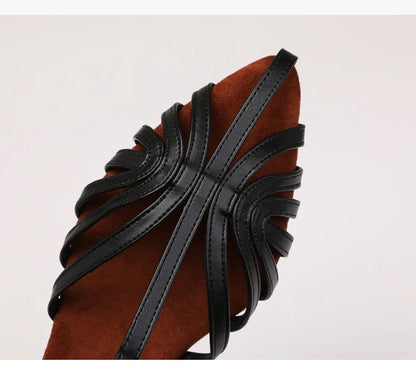 Sandals Summer Low Heel Ankle Strap Buckle Sandals Pointed Toe Hollowed Out T-strap Sandal