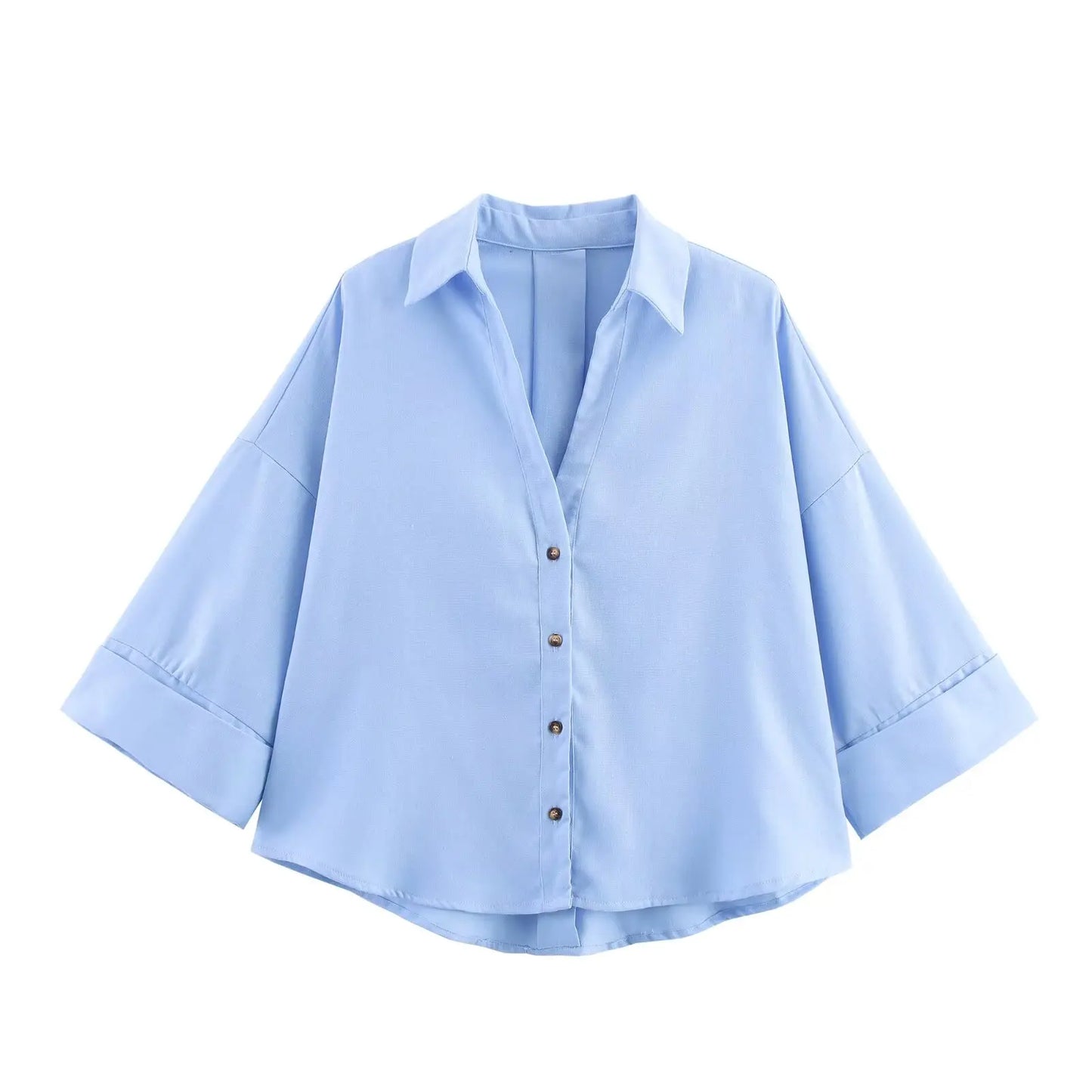 KONDALA Minimalist Casual Loose Shirt Women New 2026 Trendy Commute Wide Sleeves Shirt Spring Summer Fashion Holidays Lady Shirt