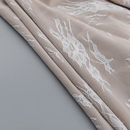 Elegant lace Mini Dress For Women Square Collar Long Sleeve Backless